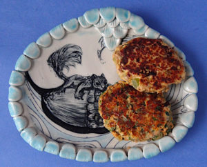 Salmon burgers Plate by Chandra DeBuse 