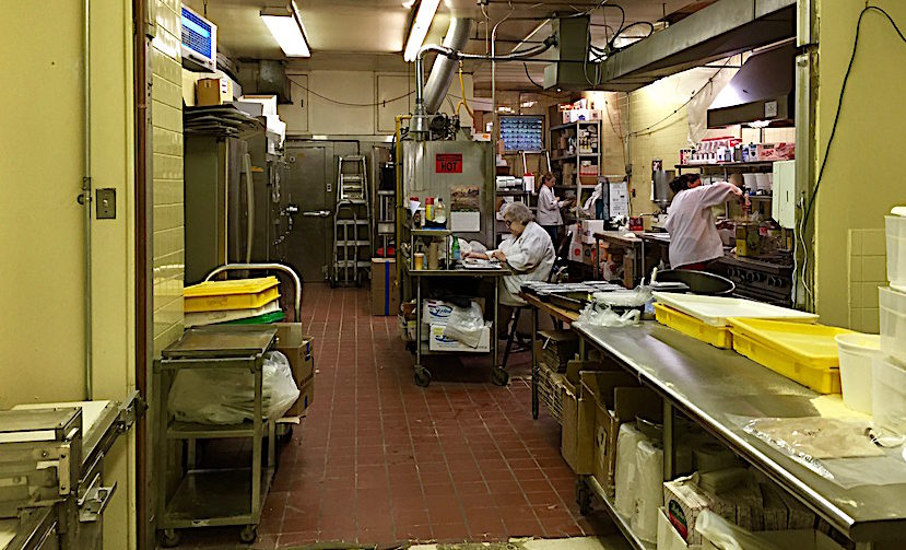 Kitchen and packing area in the back of the store