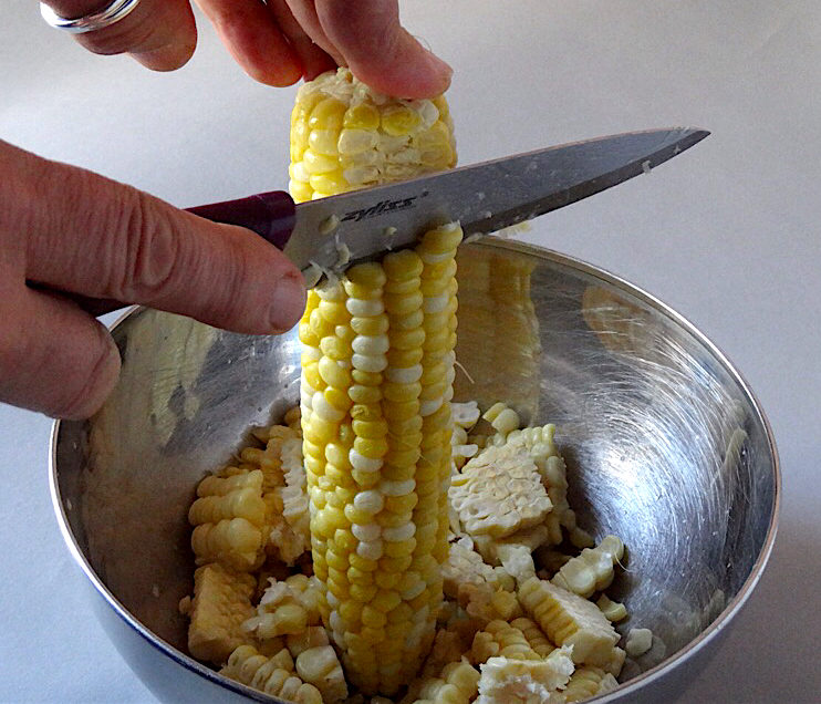Take care when cutting corn kernels off the cob
