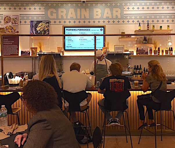 The Grain Bar on one side of the Great Northern Food Hall serving morning porridges and full meals later in the day