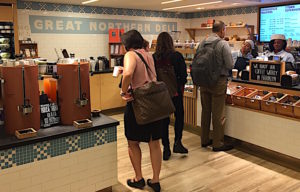 Grab coffee, sandwiches, salads, bread, pastry and all kinds of food gifts at the Great Northern Deli off the hallway near the S shuttle to Times Square