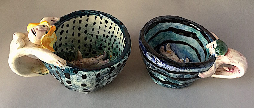 Karon and Louie Earthenware cups by Karon Doherty