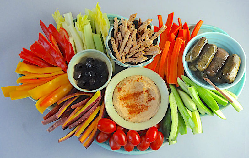 Mezze platter, heavy on the vegetables My bowls and platter