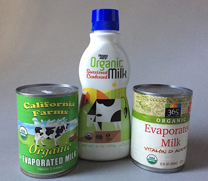 Organic evaporated and sweetened condensed milk is now widely available